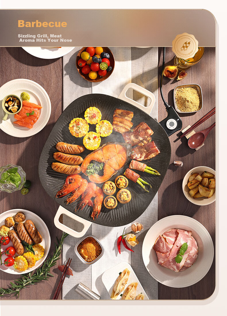 SUPOR Electric Grill Pan, Home Electric Barbecue Grill, Multi-Functional Pot for Grilling Skewers And Meat, Non-Stick Grill Machine with Detachable Design for 3-5 People, GJ3723P805 10
