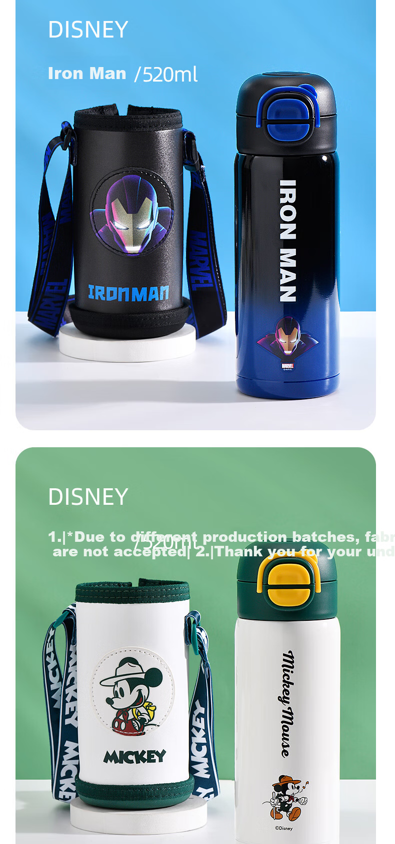Dishini Stainless Steel Insulated Tumbler, Hot And Cold Cup, 520ML Capacity, Dual-Use Children's Water Bottle, 6614 Blue Miji 4