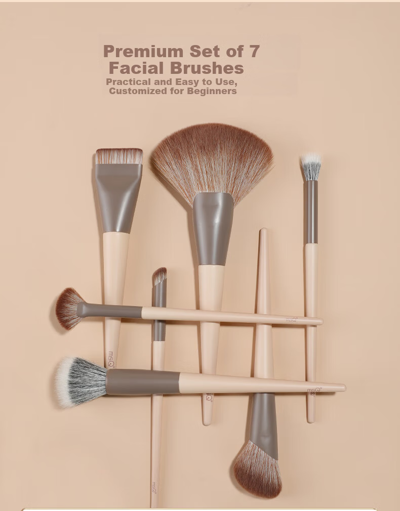 MSQ 15-Piece Milk Coffee Upgraded Animal Hair Professional Makeup Brush Set Loose Powder Brush Foundation Brush Eyeshadow Brush Holiday Gift 8
