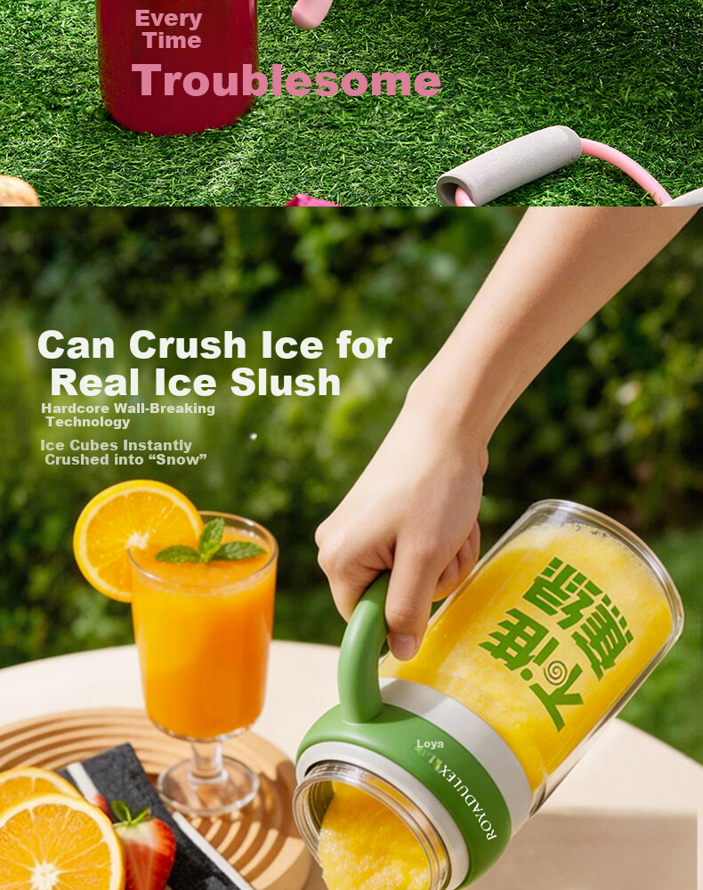 ROYALTY LINE 20-Blade Juicer Glass Juice Container 2026 New Fruit and Vegetable Blender Cup 1L Large Capacity Portable Juicer Electric Ice Crushing Mixing Cup Green 21