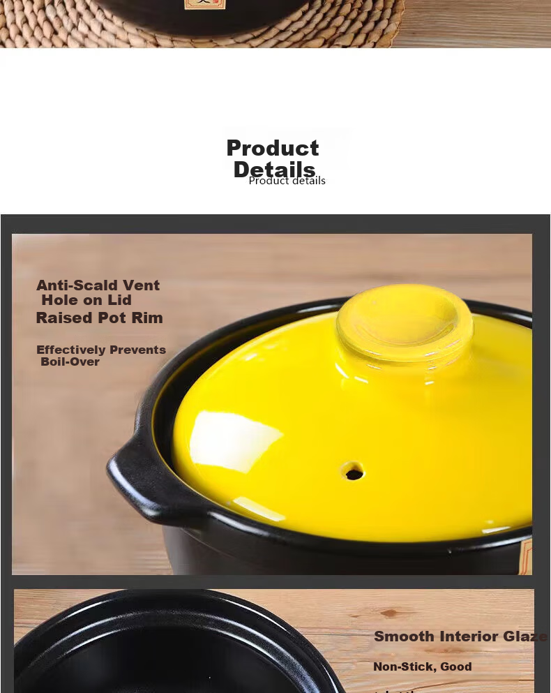 IJARL Ceramic Casserole Pot 1.8L Small Stew Pot for Home Claypot Rice Soup Herbal Medicine Fireproof Health Cooking Pot Ruyi Pot 7