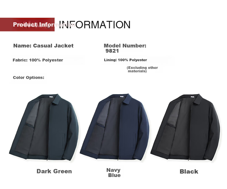 ROMON Men's Spring Autumn Business Casual Collar Executive Jacket MK21 Black 2XL 3