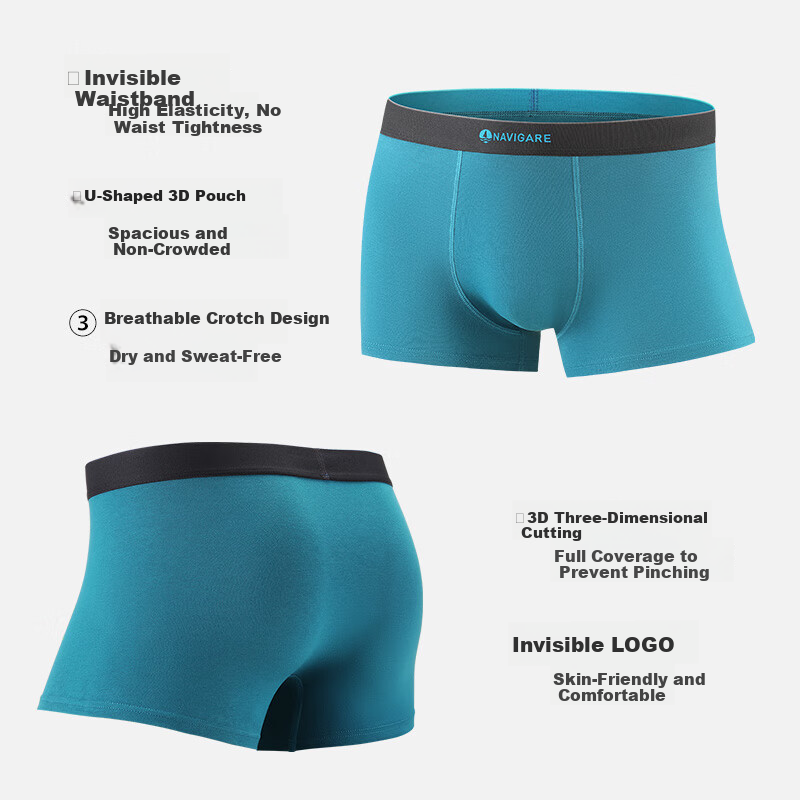 Navigare 3-Pack Men's Small Sailboat Boxer Briefs 10A Antibacterial with Mulberry Silk Crotch Breathable Shorts