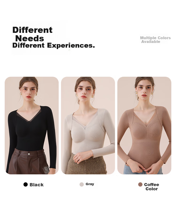 MiiOW Mulberry Silk Down Thermal Underwear for Women Autumn Top with Chest Pad Lace Base Layer Skin Color XL 22