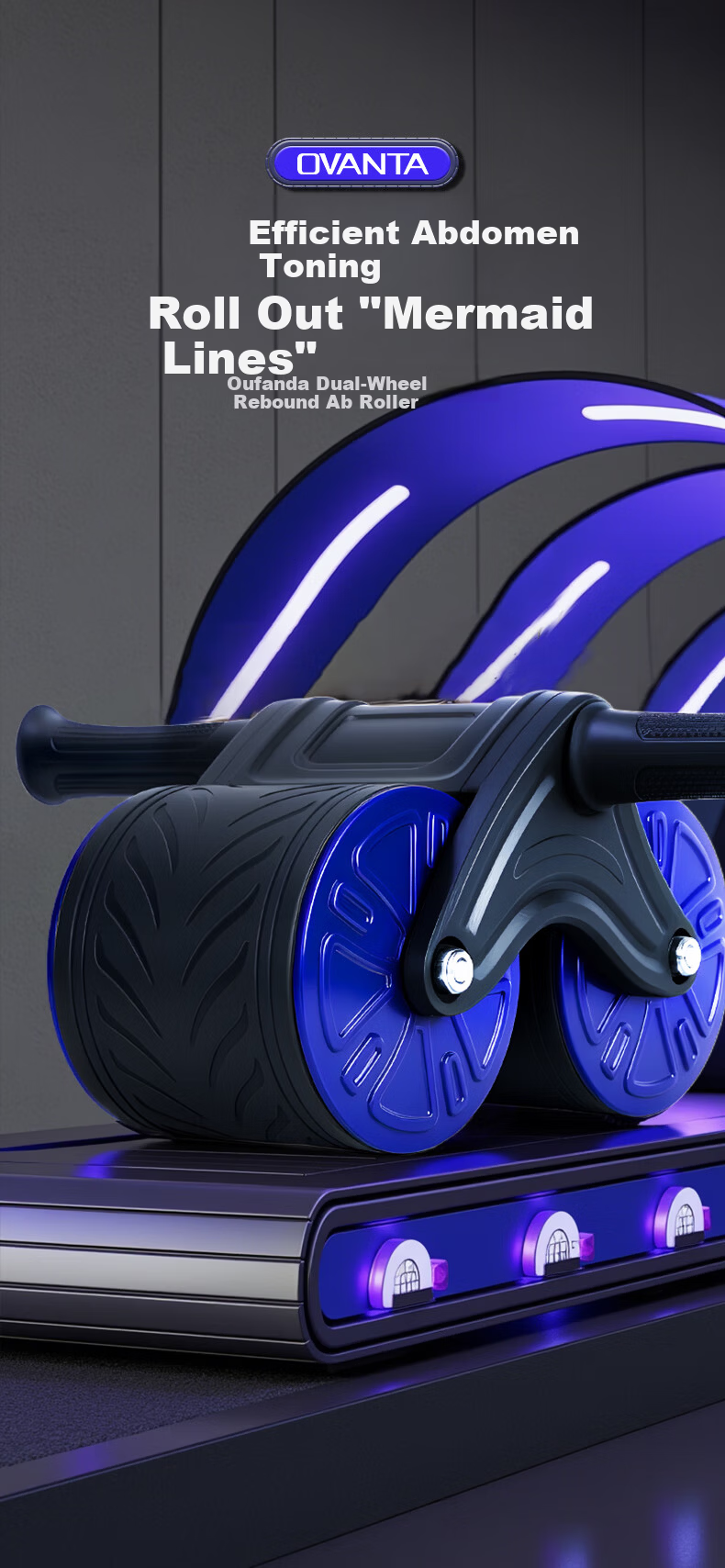 Oufanda Automatic Rebound Ab Roller Large Wheel Non-Slip Abdominal Exercise Wheel for Men and Women Home Use 2