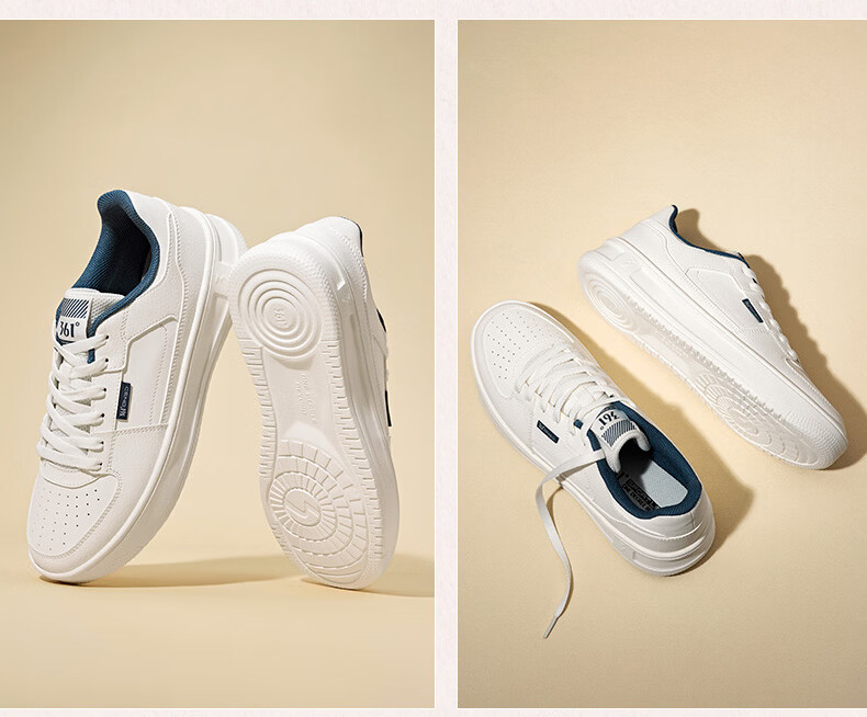 361° Men's Casual Shoes Qinghe 2 New Stylish Versatile Thick-Soled Comfortable White Sneakers 672636618-1 26