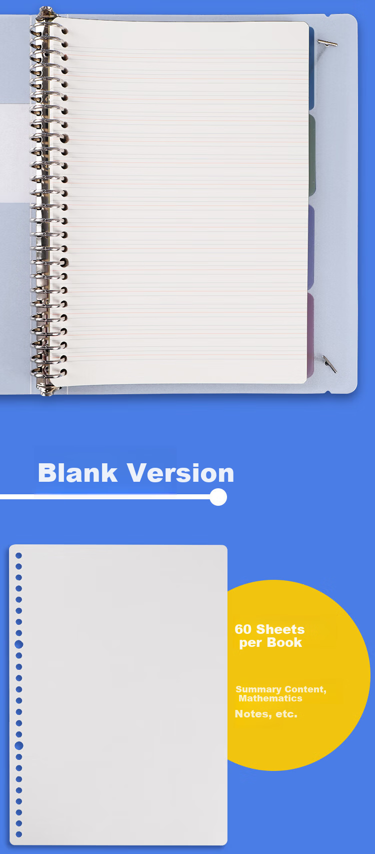 M&G B5 60-Page Grid Loose-Leaf Notebook with Vibrant Binder (Metal Clip) Frosted Cover with Four-Color Divider Pages HB5600D 1-Pack 7