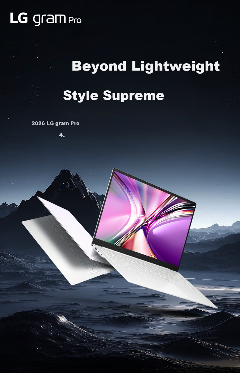 LG gramPro 2026 16-inch OLED Ultra Lightweight Laptop Aluminum Magnesium Alloy Long Battery Life Ultra X7 358H 32GB 1TB Silver 16Z90U-K.ALB9C 1