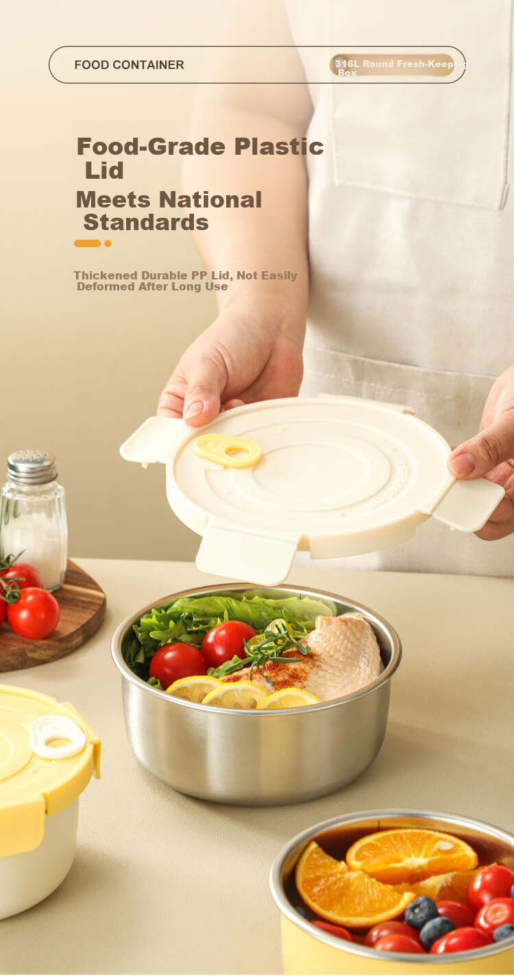 Wuxinzhizao 316L Stainless Steel Sealed Lunch Box with Lid Microwaveable Fruit Bento Box Natural Color 300ml 12