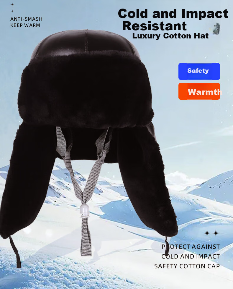 DOLNESRN Cotton Safety Helmet Winter Thicker ABS Anti-Smash Fleece Lined Cold-Resistant Construction Outdoor Warm Safety Hat 2