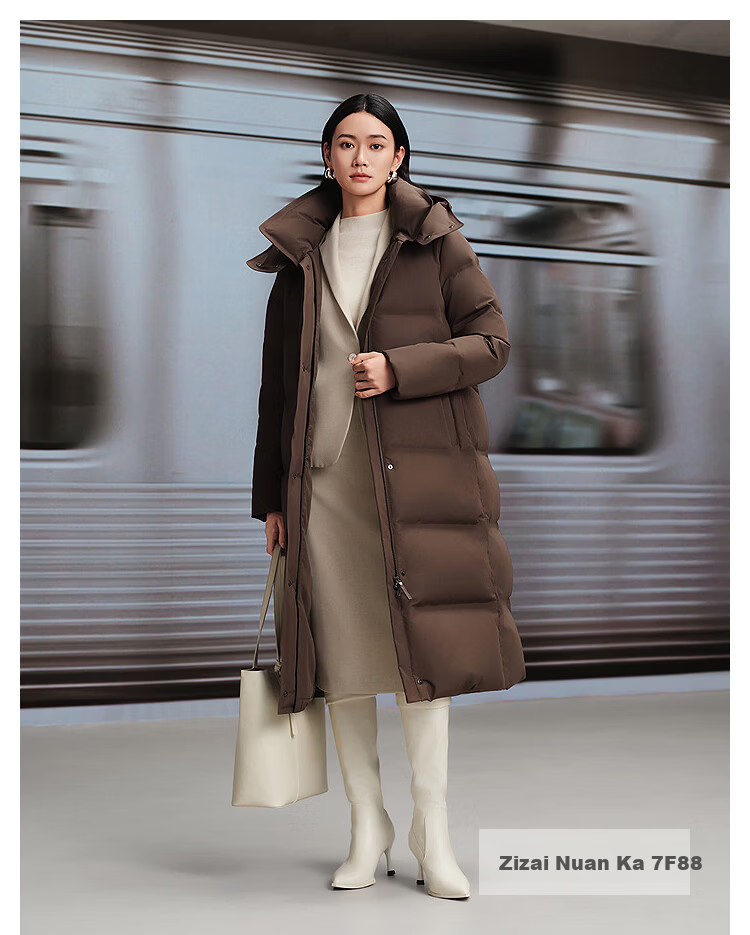 Bosideng Off-Season Women's Winter Goose Down Thickened Hooded Business Commuter Versatile Extra Long Coat 14