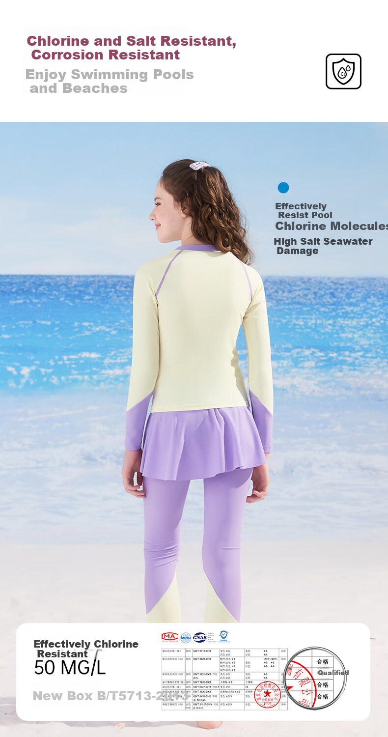 Disney Girls' Two-Piece Long Sleeve Long Pants Swimwear Sun Protection D36666SP2G Yellow Elsa Size 120 3