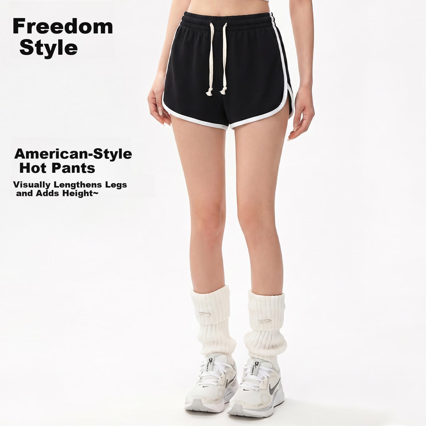 Women's Casual Sports Shorts Spring Summer New Drawstring Color-Block Hot Pants Fashion Versatile Wide-Leg Slimming Bermuda Yoga Shorts