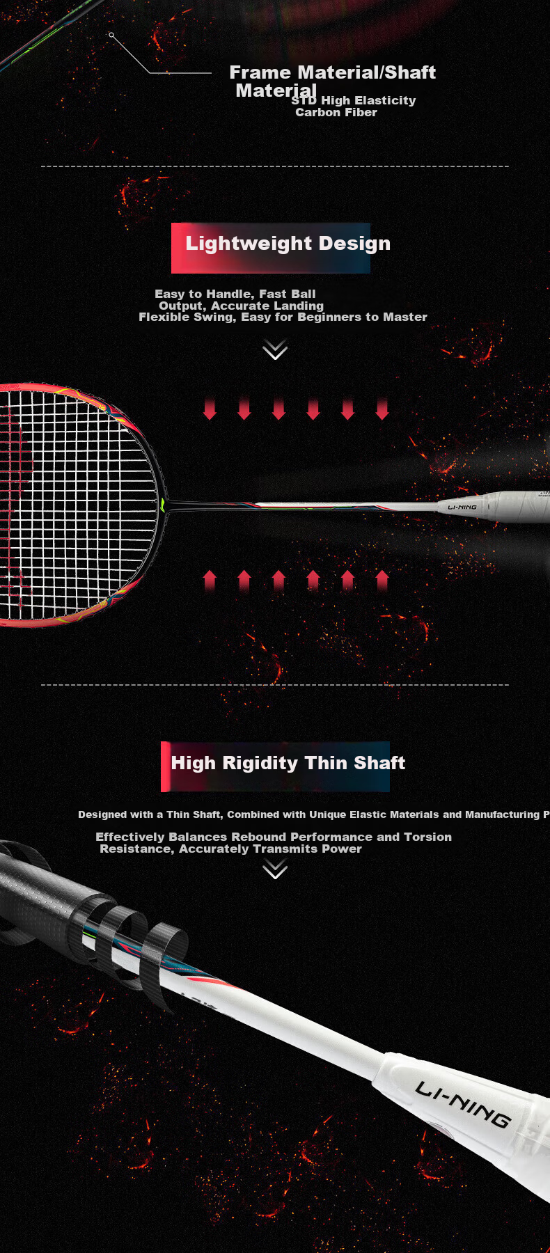 LI-NING Badminton Racket Zhanji Small Motor New Steel Cannon Beginner Offensive Full Carbon Fiber Single Racket Balanced Attack and Defense 3