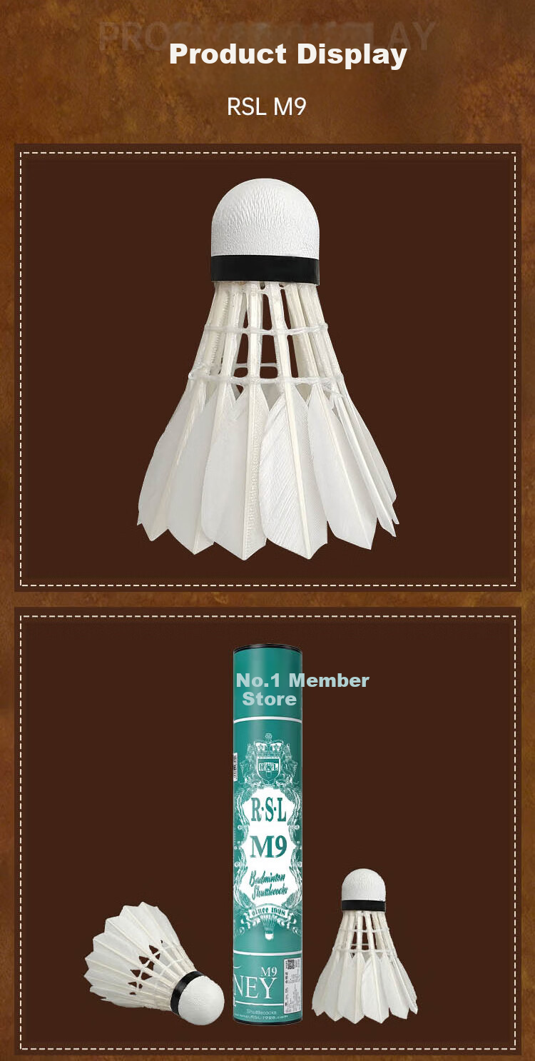 RSL Badminton Shuttlecocks Feather Flight Stable Durable Competition Training Duck Feather 12-Pack Yonex M4 Tube Speed 77 7