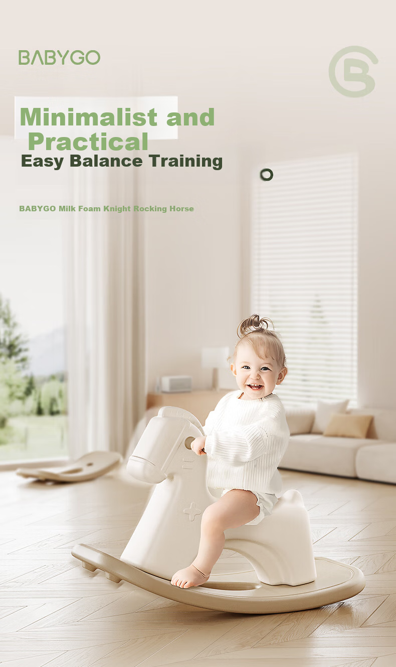 BG-BABYGO Milk Foam Knight Rocking Horse 1-3 Years Old Children's Balance Board Multifunctional 2-in-1 Toy Birthday Gift 1
