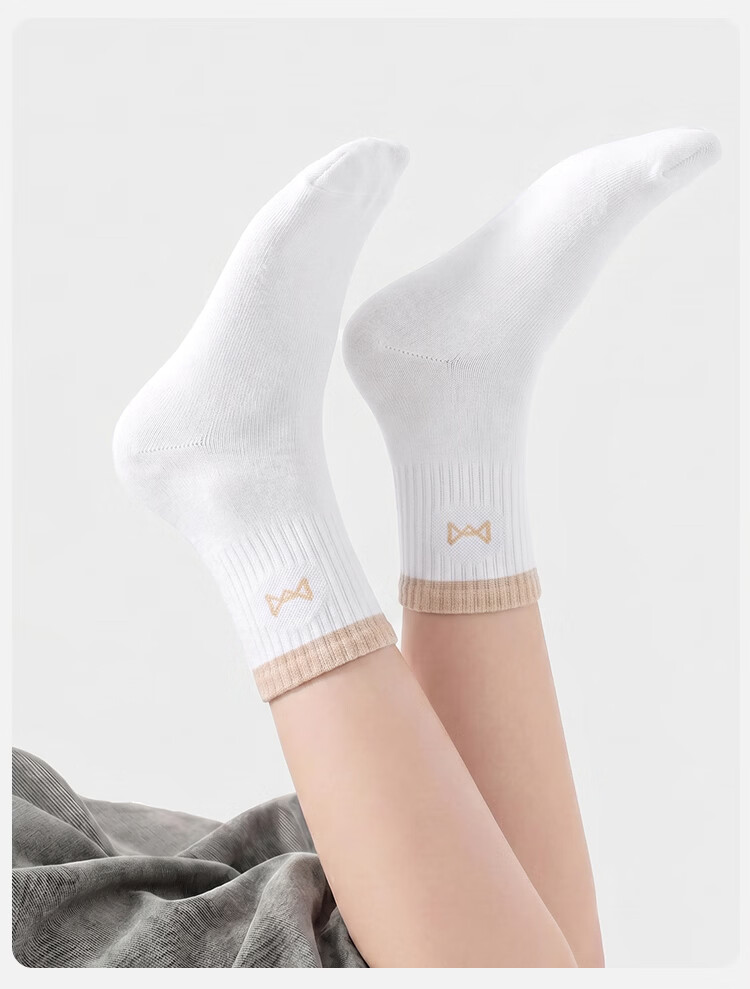 Miiow Kids Socks Girls Summer Thin Cotton Mid-Calf Socks 6-12 Years Old Antibacterial Odor-Resistant 4