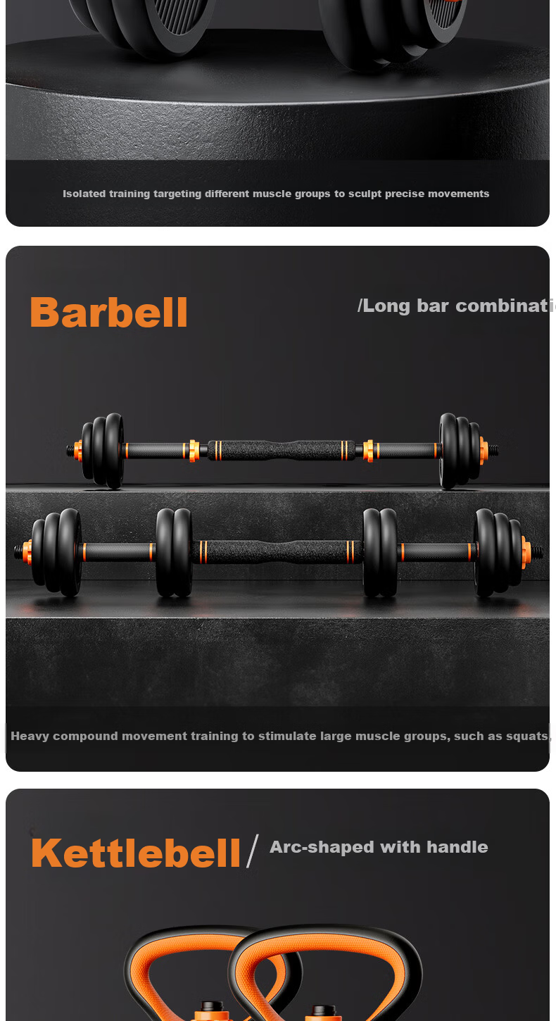 FEIERDUN Adjustable Dumbbell And Barbell Set for Men, Fitness Training Equipment Home Gym Combination Deluxe Package 20KG 5