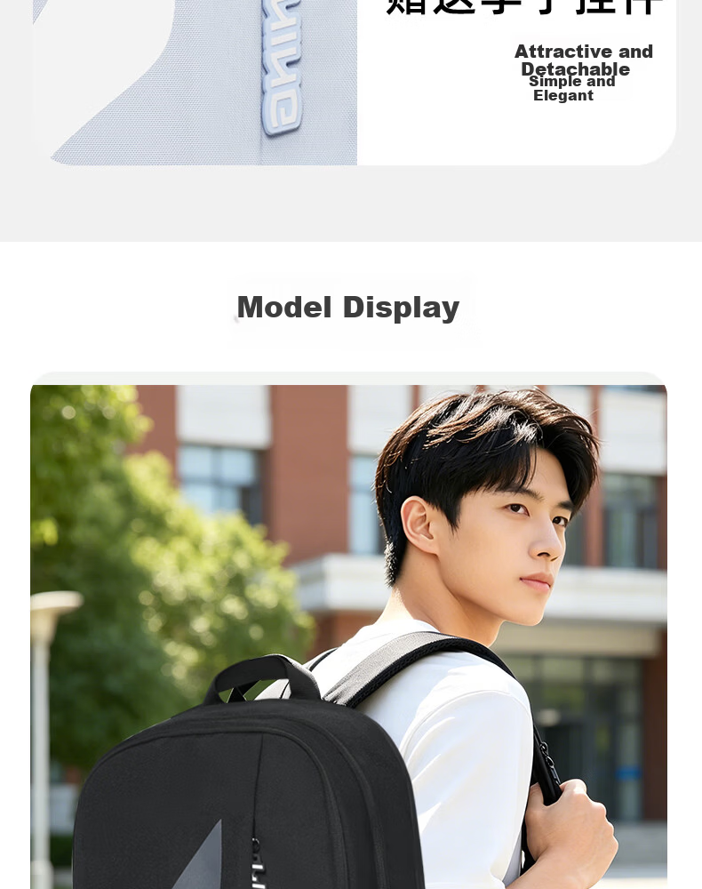 LI-NING Large Capacity Backpack for Middle School, High School, and College Students, Sports Outdoor Travel Laptop Bag for Men 13