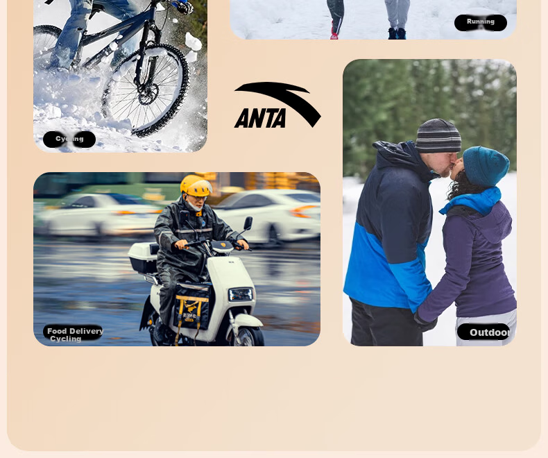 ANTA Thermal Gloves Winter Riding Fleece Lined Electric Bike Windproof Touchscreen Ski Outdoor Anti-Freeze Gloves M 20