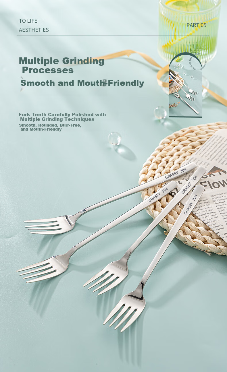 Guangyi 304 Stainless Steel Fork Set 2pcs Dessert Fork Fruit Fork Salad Instant Noodle Fork Cutlery GY7870 9