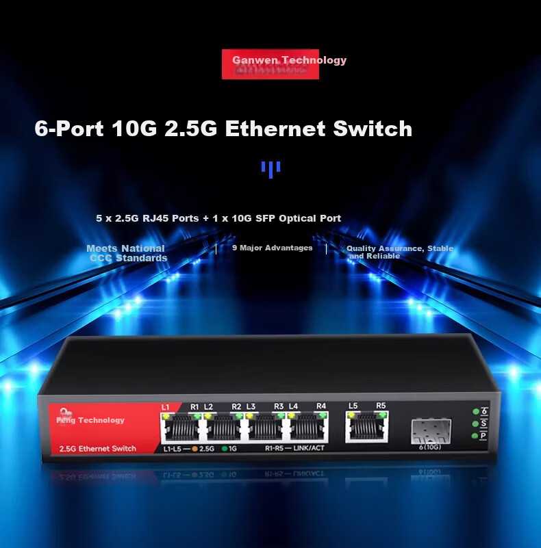Ganwen Technology 2.5G Switch 10G Optical-Electrical Switch SFP Optical Port Managed Ethernet Switch 5/8/16/24/48 Port Network Splitter 1