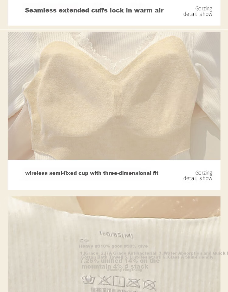 Mankejiao Women's Cashmere Silk Thermal Underwear Set Fleece Lined Thickened 2025 Autumn Winter New Long Johns Bra-Free 12