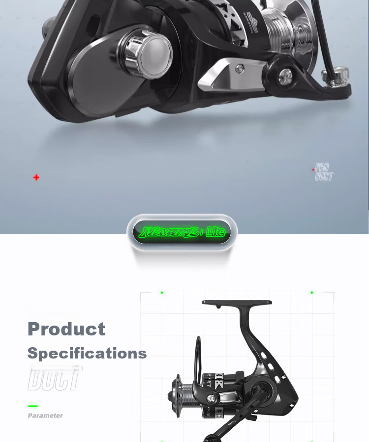 Handing Fishing Reel Spinning Reel Metal Long Cast Sea Rod Lure Rock Fishing Micro Fishing Reel 2nd Generation (Black) Model 6000 24