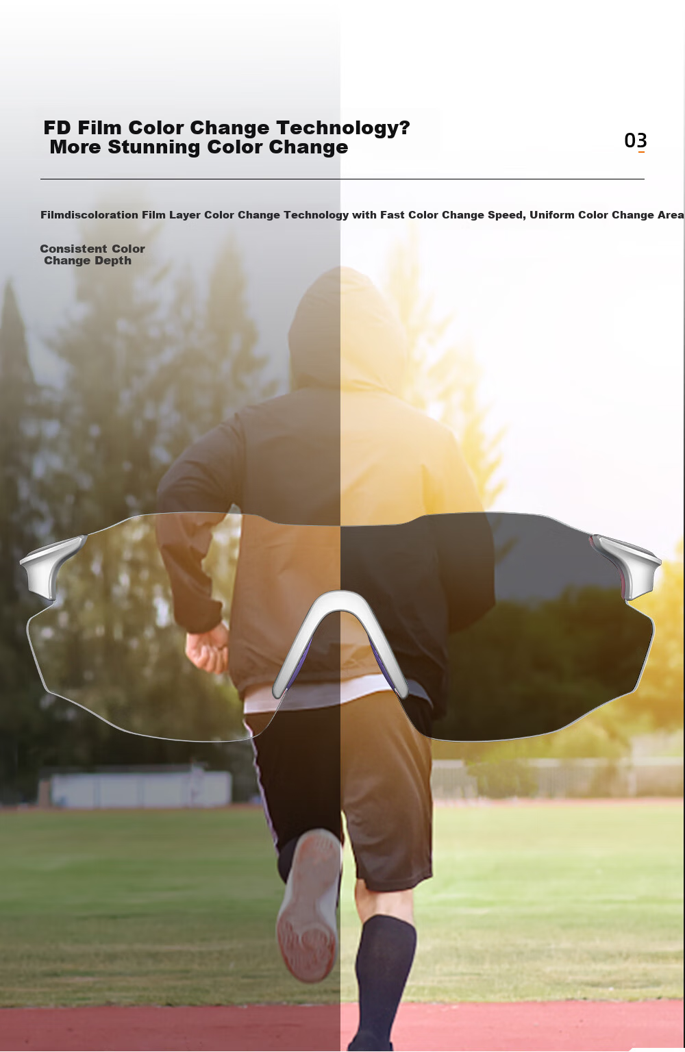 OUTDO Running Glasses Marathon Unisex Day and Night Outdoor Sports Sunglasses Photochromic White Frame Pink Purple Lens 5