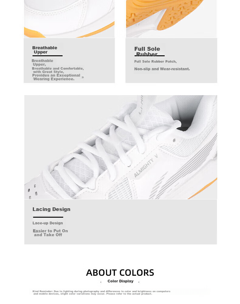 LI-NING Badminton Shoes All-Rounder V Shock Absorption Non-Marking Wear-Resistant Anti-Twist Non-Slip Professional Training Sports Shoes for Men 9