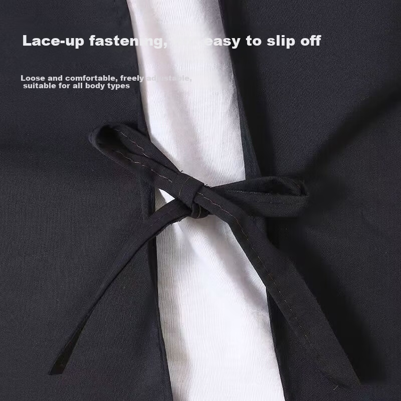 Anxiaoxia Long Sleeve Waterproof, Oil-Resistant, Acid and Alkali Resistant Apron with Pockets for Kitchen, Restaurant, Canteen - Black 3