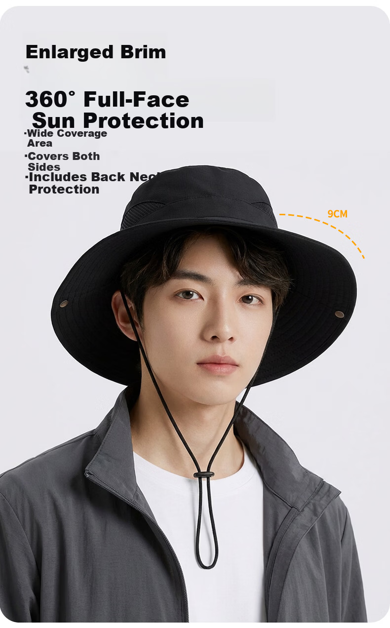 CARTELO Men's Sun Protection Hat UV Protection Fishing Bucket Hat Outdoor Summer Sunshade Cap 3