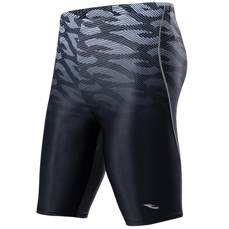 Hosa Men's Knee-Length Swim Shorts, Professional Racing Chlorine-Resistant Anti-Embarrassment Large Size Hot Spring Swim Trunks, Blue, Size L