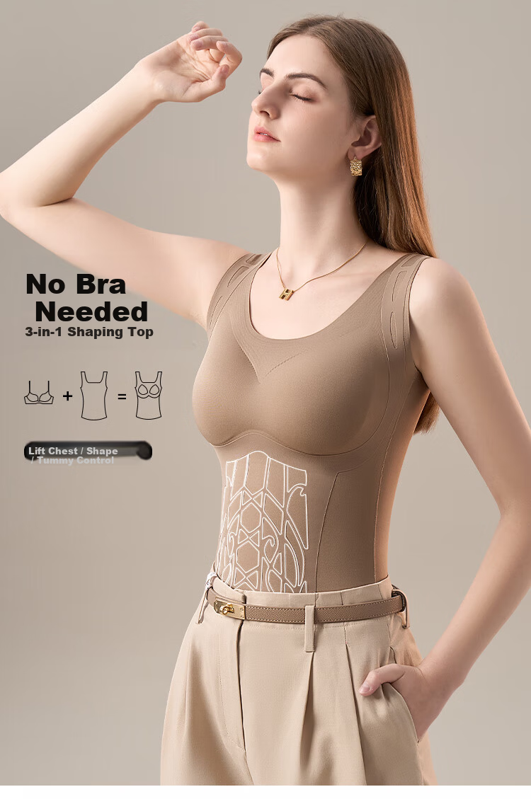 GRACEWELL Seamless Thermal Vest for Women with Chest Pad, Shaping, Tummy Control, Waist Slimming, Autumn Winter Fleece-Lined Shapewear Top 1