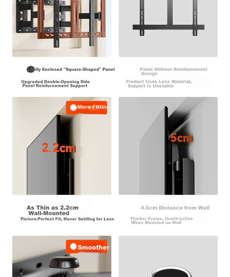 Junao Embedded Dual-Arm Telescopic TV Wall Mount Bracket, Extendable and Rotatable, Compatible with 75-110 Inch TVs, Universal for Xiaomi, Hisense, Skyworth, TCL 4