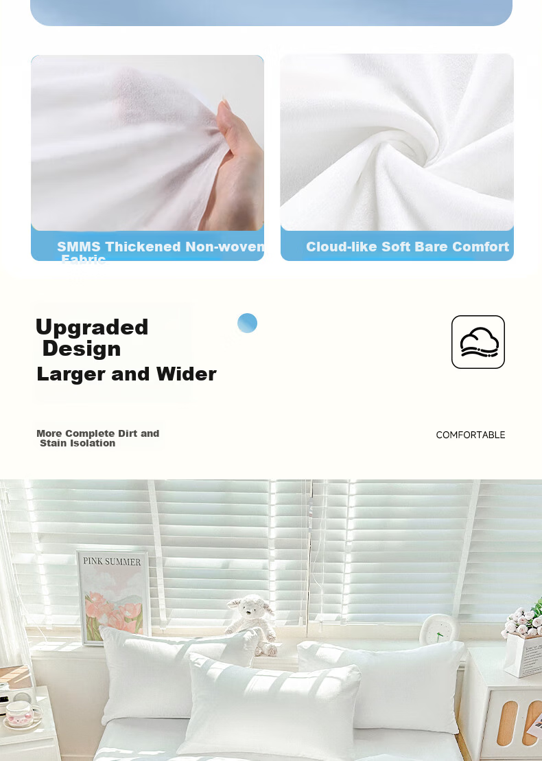 Qihaiqiu Disposable 4-Piece Bedding Set Thickened Disposable Bed Sheet and Duvet Cover Portable Hotel Double Travel Business Trip 7