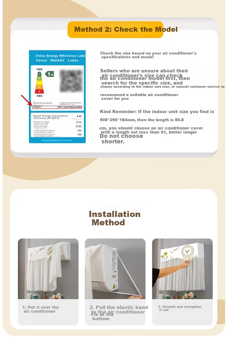 Gusen Zhe Air Conditioner Wind Shield Cover Universal Wall-Mounted AC Cover Anti-Direct Blow Wind Curtain Suitable for Gree Midea Air Conditioners Under 88CM Full Coverage Without Removal During Opera 9