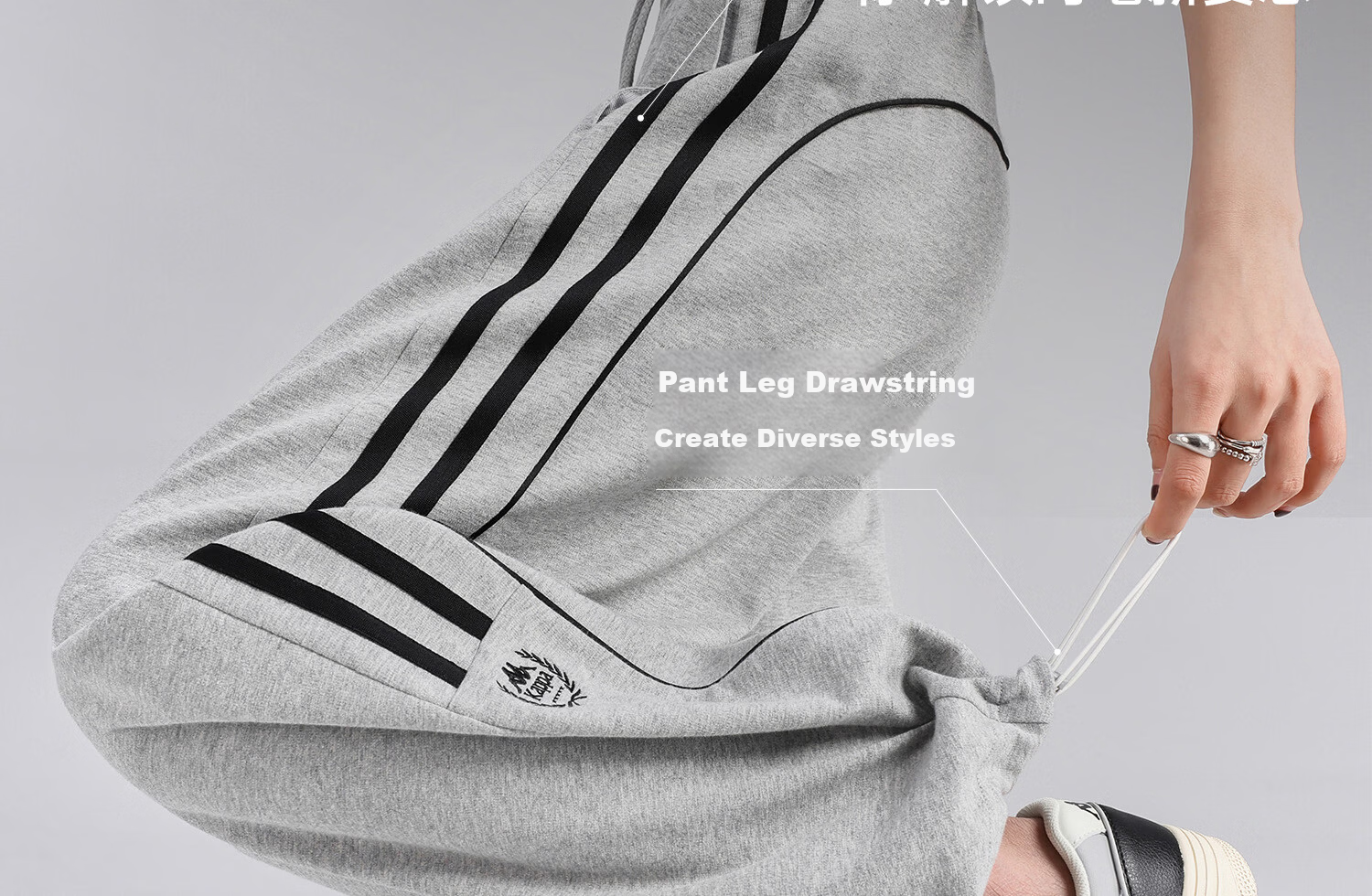 Kappa Women's Back-to-Back Sports Pants Spring New Striped Loose American Straight-Leg Trousers Simple Pants K0G42AK32D 7