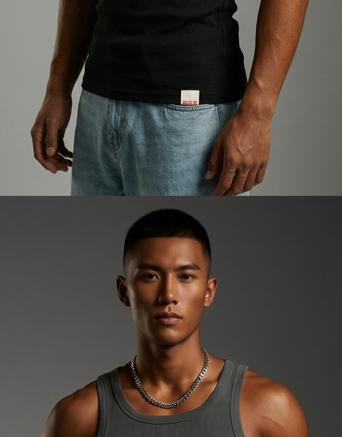Liangpu Pure Cotton Square Neck Vest Men American Heavyweight Ribbed Slim Fit Sports Fitness Youth High Elastic Sleeveless T-Shirt 23