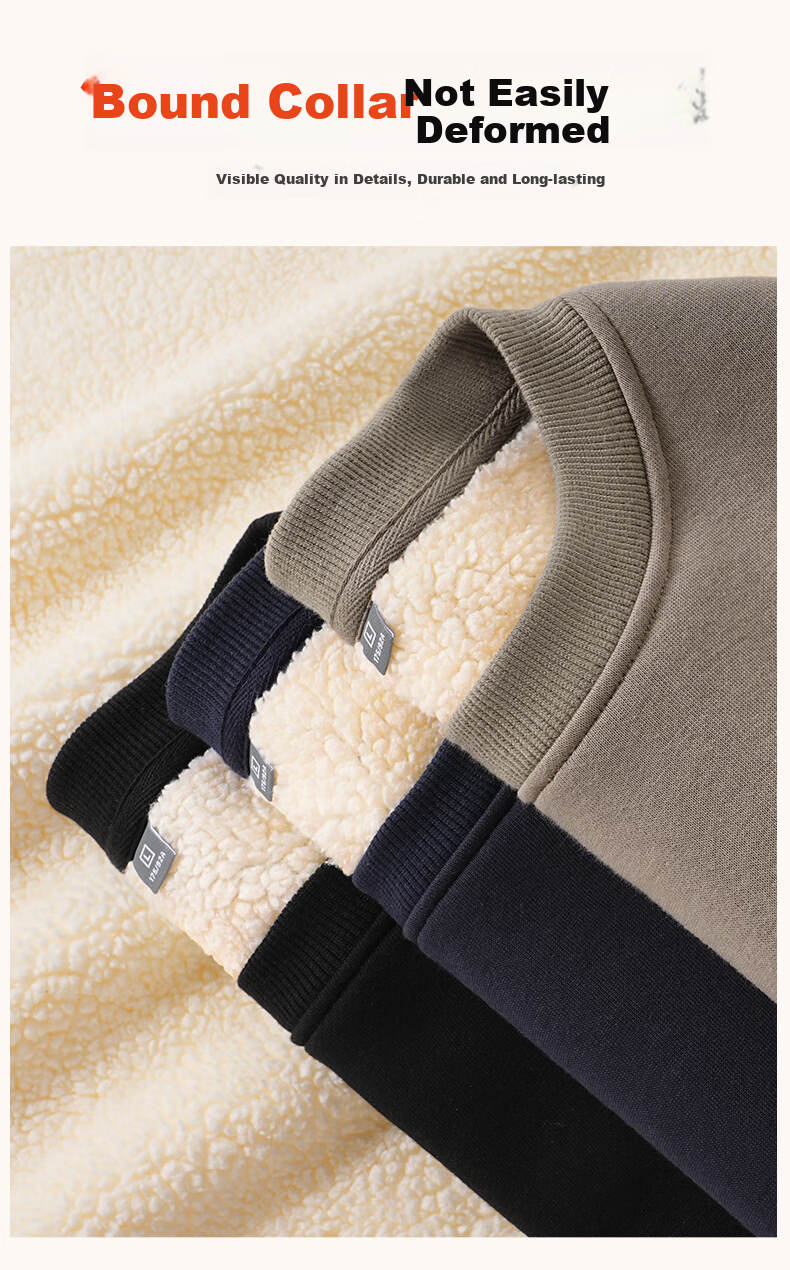 Jeanswest Men's Autumn Winter Fleece-Lined Thickened Lamb Wool Hoodie Casual Loose Fit Men's Sweatshirt 4