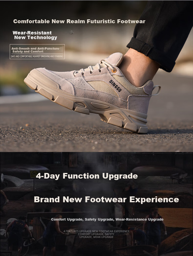 Dinggu Men's Safety Work Shoes Four-Season Slip-Resistant Wear-Resistant Anti-Smash Anti-Puncture Steel Toe JD11821ZW40 5