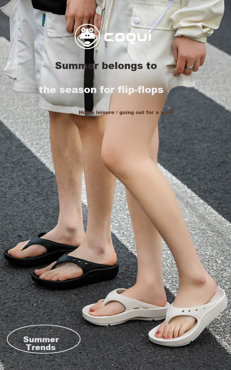 Coqui Men's Outdoor Beach Flip Flops Soft Cushioned Thick Sole Sandals Black Size 44-45 CQ2563 1