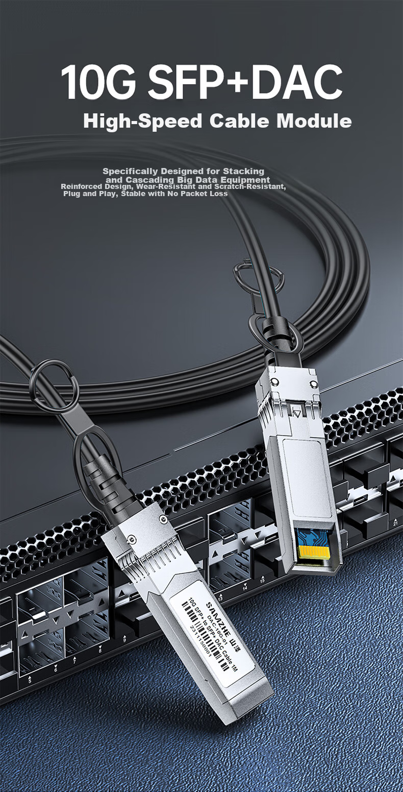 Sanze 25G SFP28 DAC Cable 10G Passive Copper Cable Switch Stacking Plug and Play Low Latency Multi-layer Shielding Anti-interference 3m DAC-25G-03 1