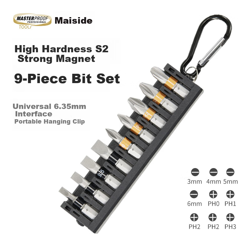 MASTERPROOF Strong Magnetic High Hardness S2 Alloy Steel Flathead and Phillips Screwdriver Bit Set for Electric Screwdrivers and Drills