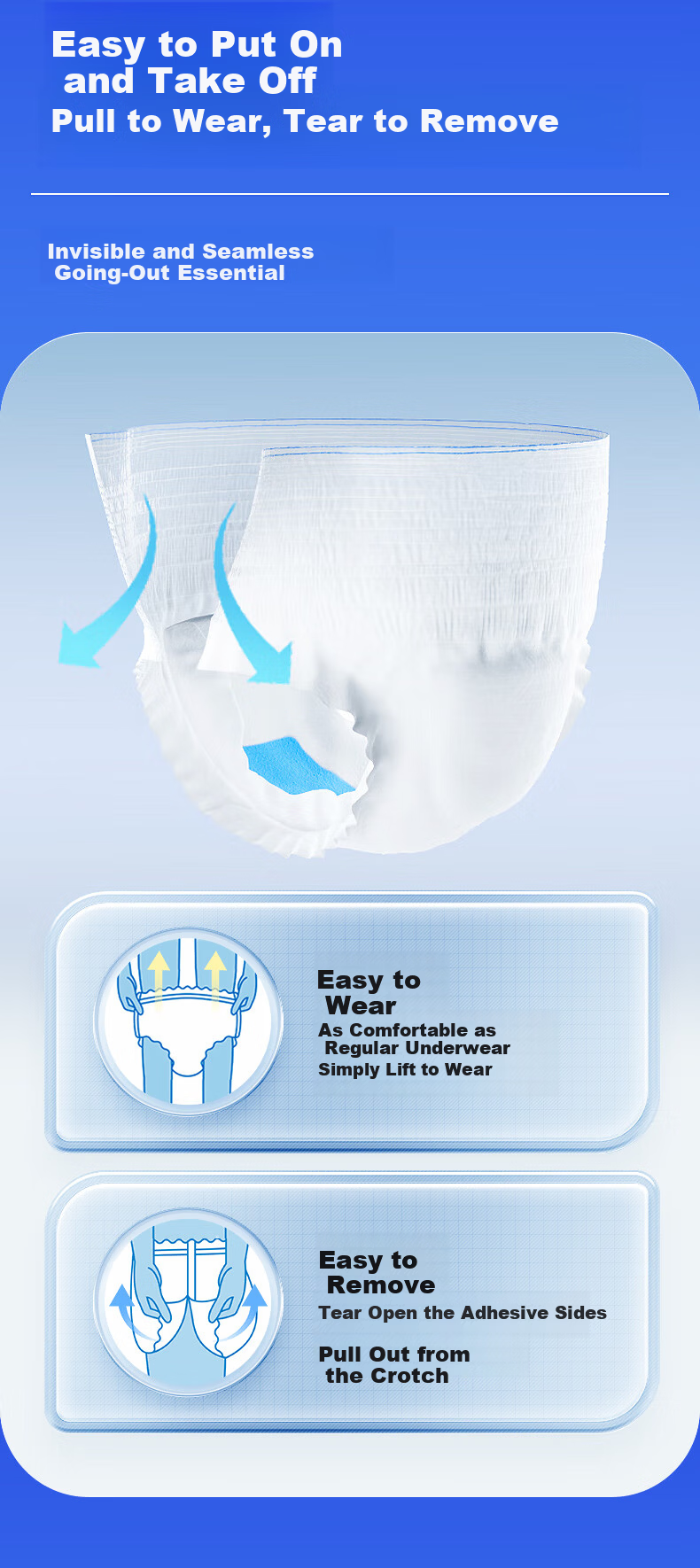 Kefu Lightweight Breathable Adult Pull-Up Diapers L10 Pieces Hip Circumference 95~120cm Maternity Underwear Style Diapers 2