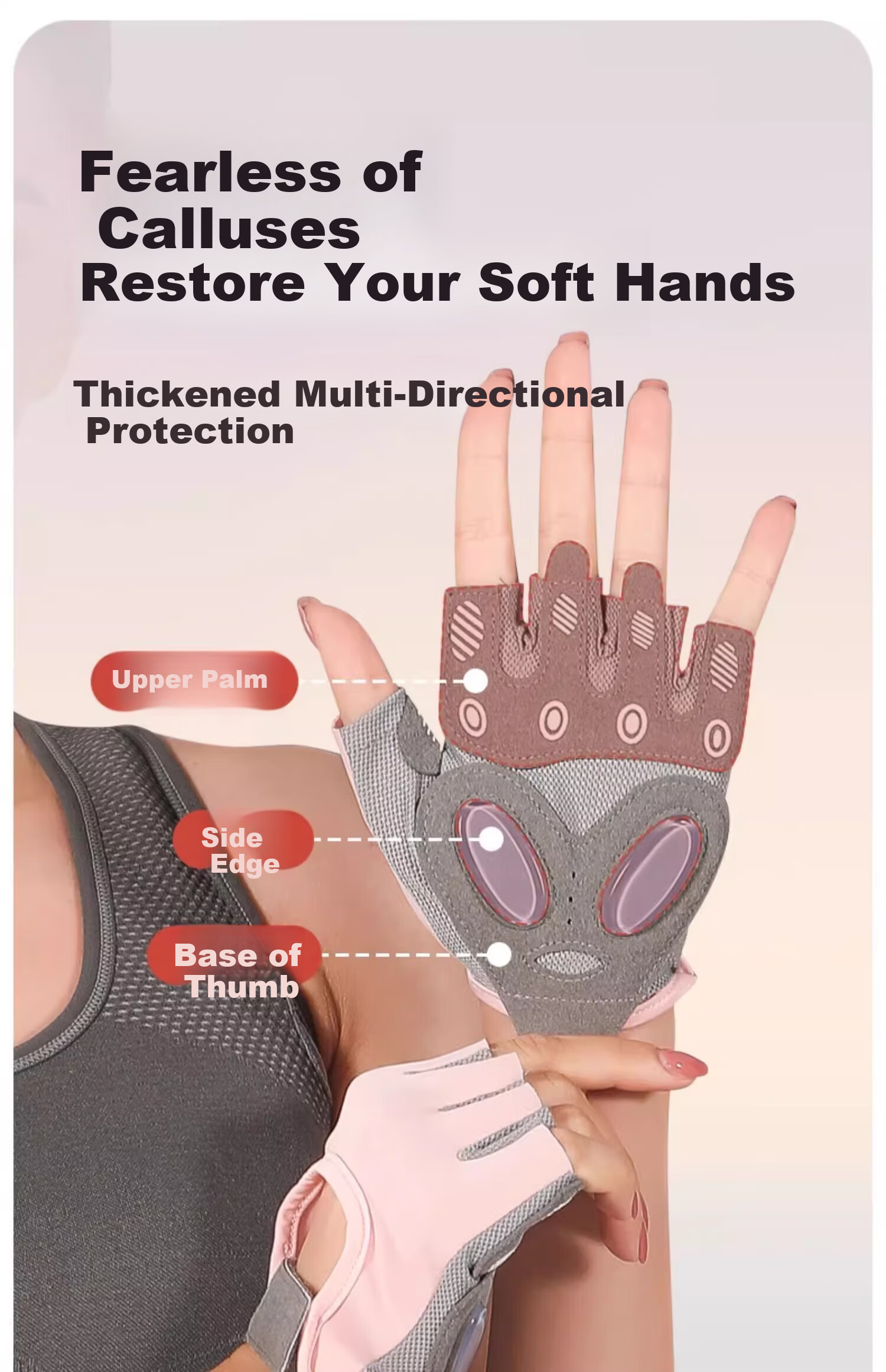 Chegui Mu Women's Cycling Fitness Gloves Sports Non-Slip Half Finger Gloves for Pull-Up, Rock Climbing, Outdoor Sports, and Biking 9