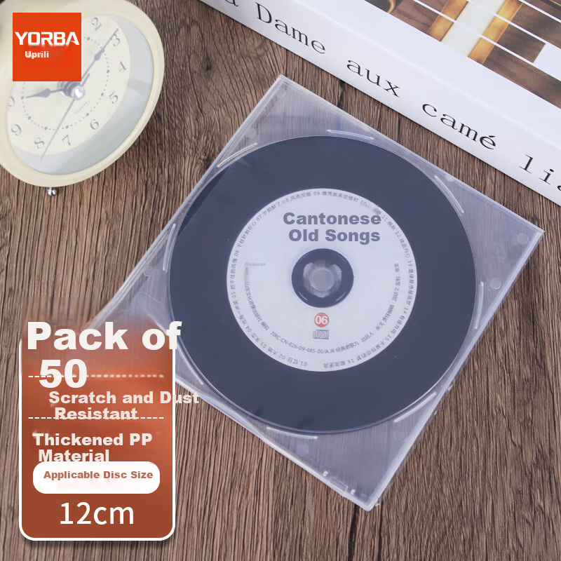 UBI Square CD Case Disc Storage Box Transparent Plastic CD DVD Sleeve Insert Cover 50pcs/Pack 9406