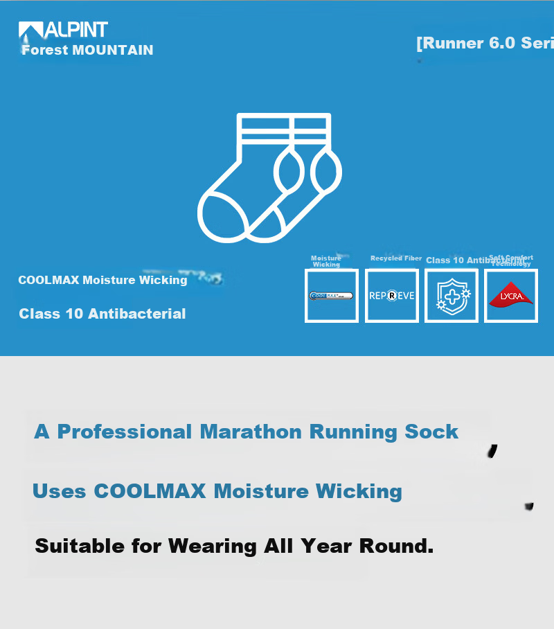 ALPINT MOUNTAIN CoolMax Professional Marathon Running Socks Moisture-Wicking Outdoor Sports Trail Running Socks 2