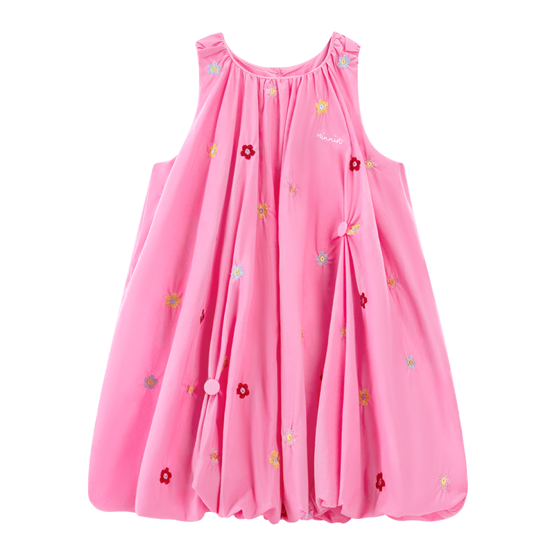 Disney Kids Dress Colorful Embroidered Floral Cotton Princess Dress 26 Summer Girls Minnie Floral Dress Pink Size 120