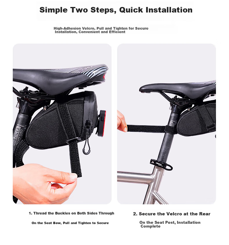 ACRUNU Bicycle Tail Bag Colorful Reflective Waterproof Large Capacity Rear Seat Bag Saddle Bag Seatpost Bag Cycling Gear Black 8